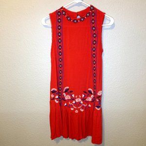 Sleeveless Embroidered Shift Dress